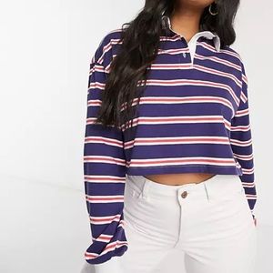ASOS design cropped polo in stripe